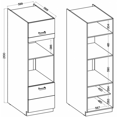 Zabudowa piekarnika i mikrofalówki 60 cm kaszmir + biały CAROL 60 DPM-210 2F